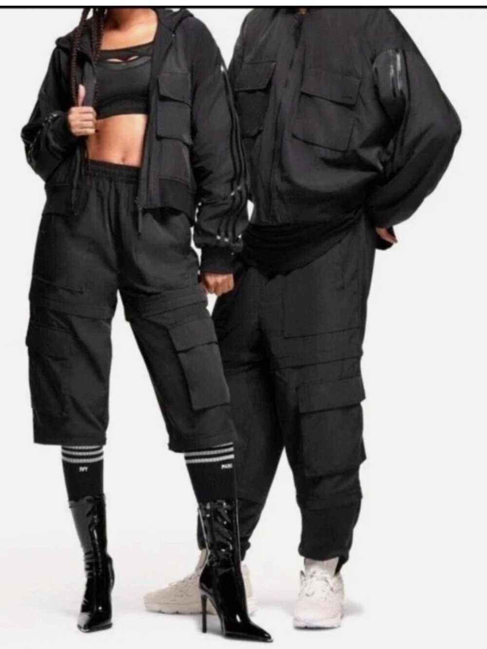 Adidas IVY PARK Convertible Track Pants Triple Black Cargo matching 3-in-1 - Med